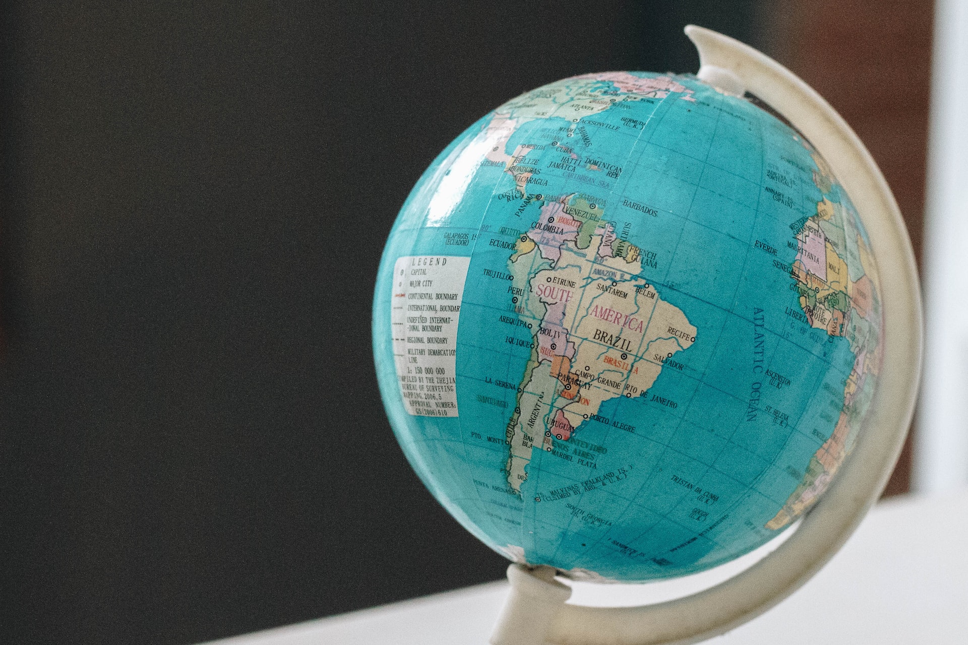 Globe showing brazil
